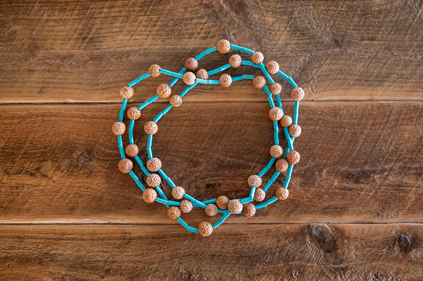 Long bone beads and quandong necklace