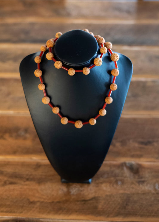 Long bone beads and quandong necklace