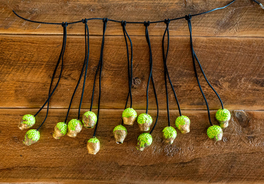 Handpainted Gumnut and gold leaf necklace