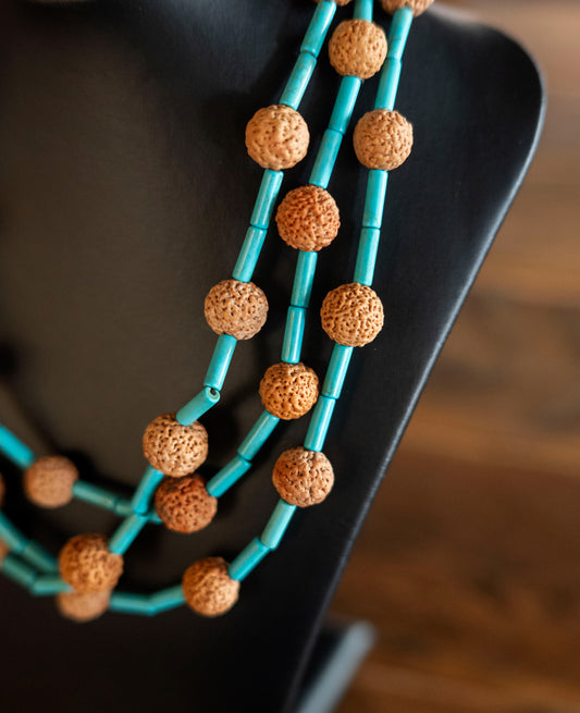 Long bone beads and quandong necklace
