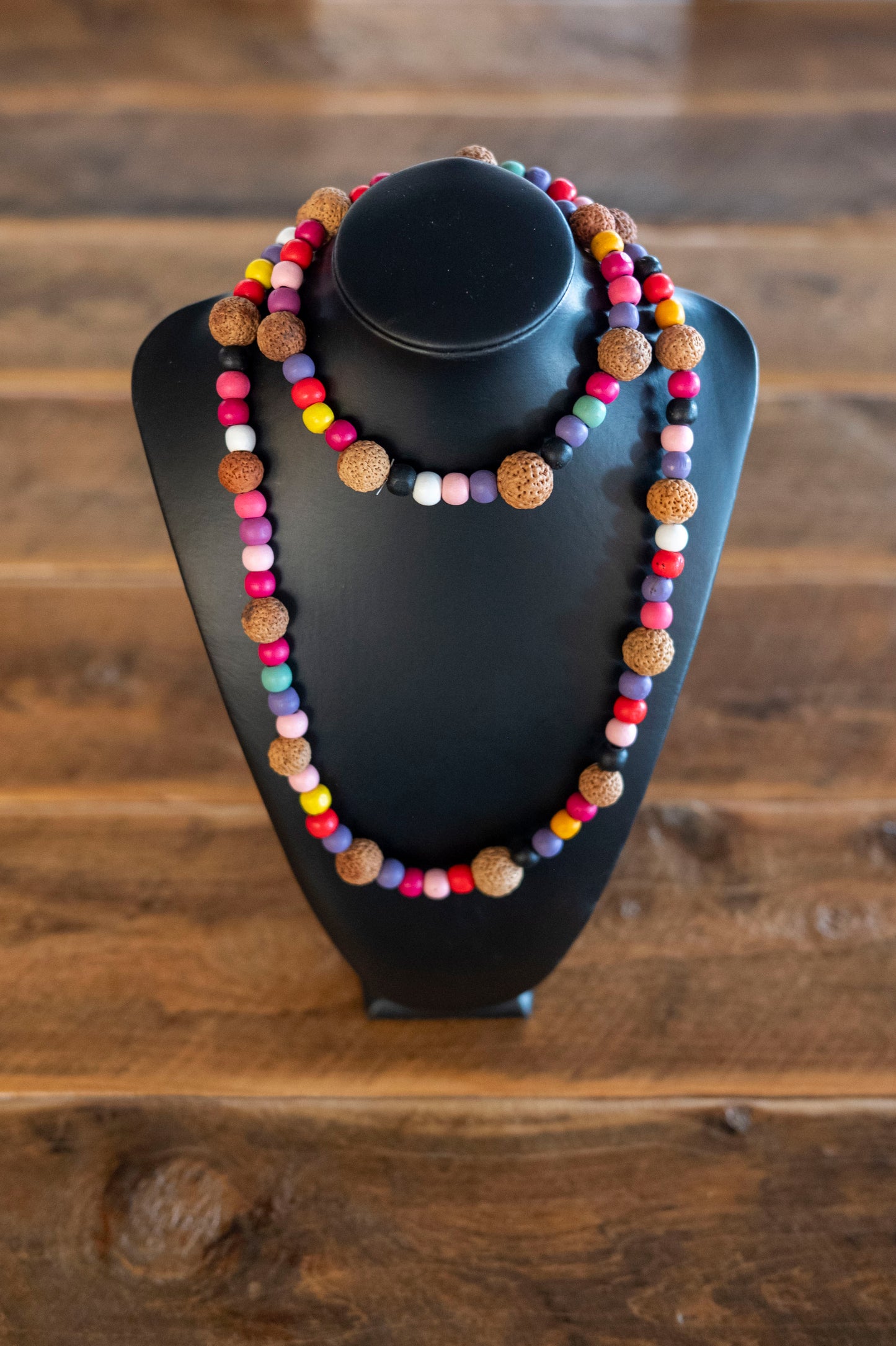 Long quandong and seed beads necklace